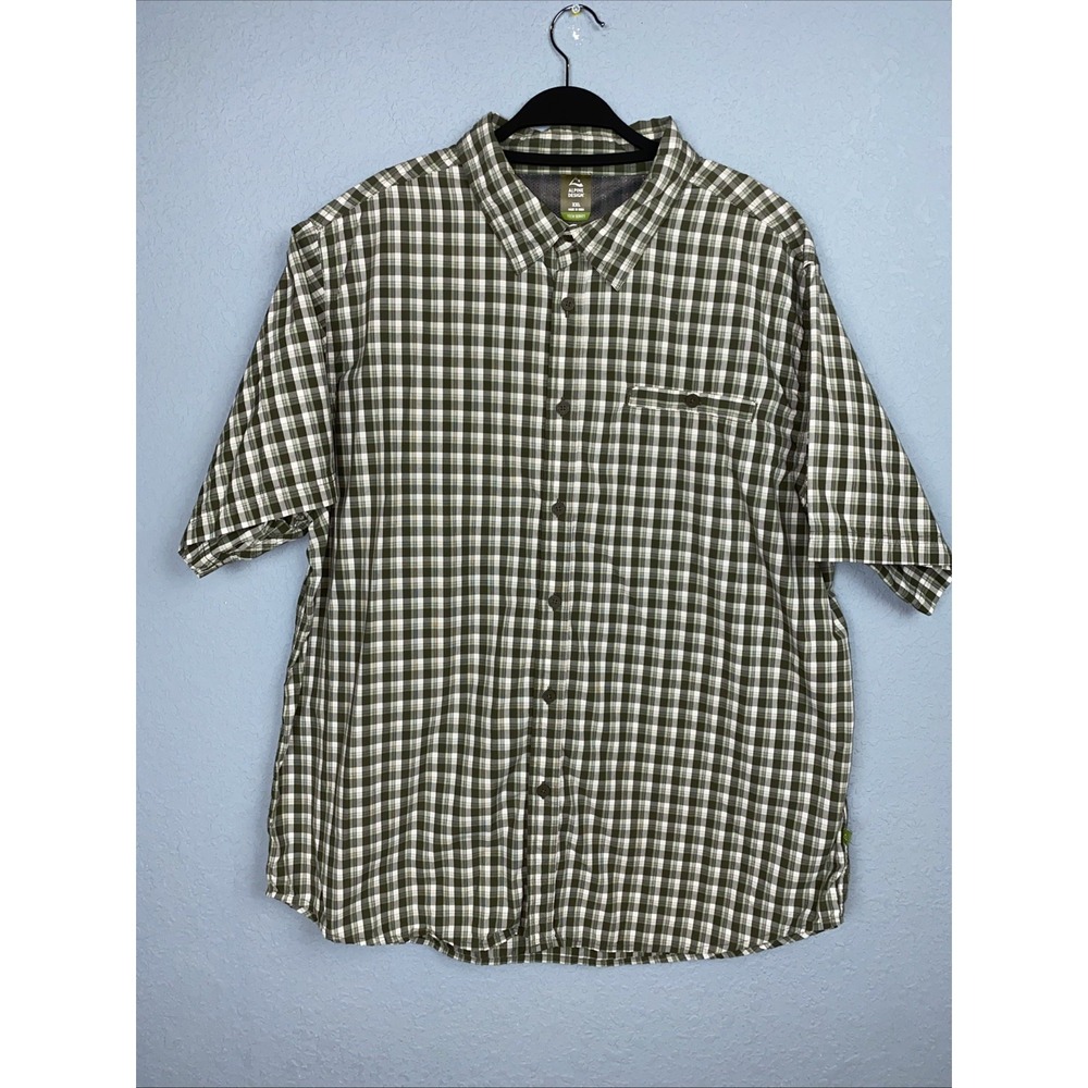 Alpine Design Shirt Mens XXL 2XL‎ Green Button Up Hiking Tech Series Vented